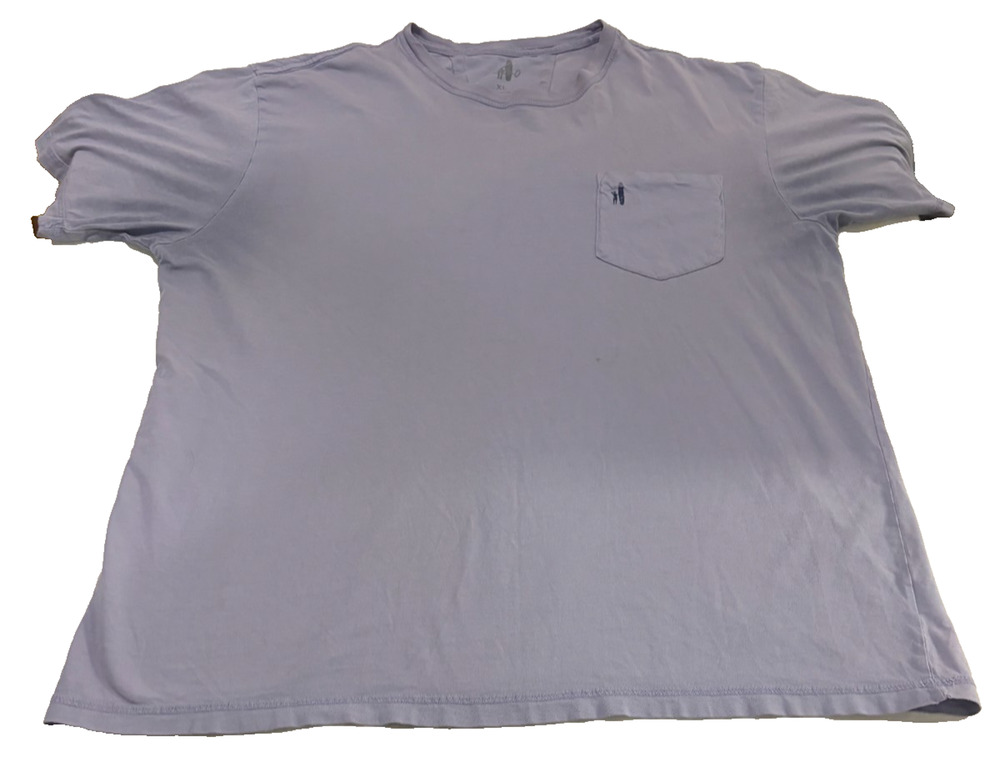 Johnnie-O Breaker T-Shirt Mens XL Periwinkle Pocket Graphic Back 100% Cotton